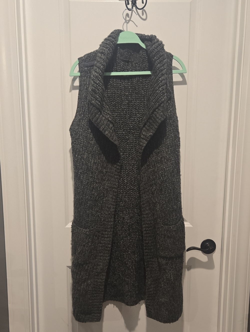 Prana Dark Charcoal Knit Sleeveless Cardigan Vest